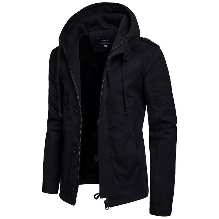Hooded Jacket for Men with Cord and Pockets