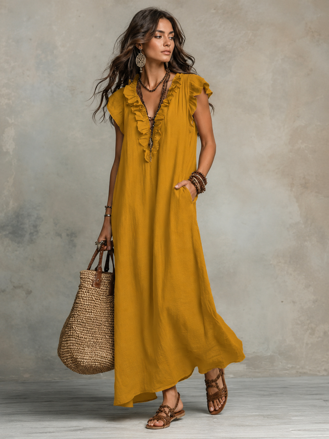 Camélia - Bohemian Belly-Hiding Maxi Dress