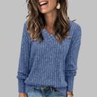 Sweater for women with V-neck and long sleeves