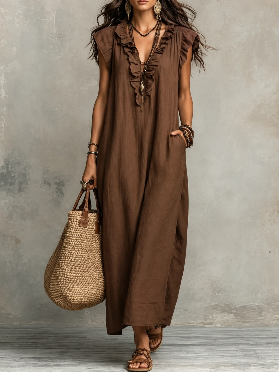 Camélia - Bohemian Belly-Hiding Maxi Dress