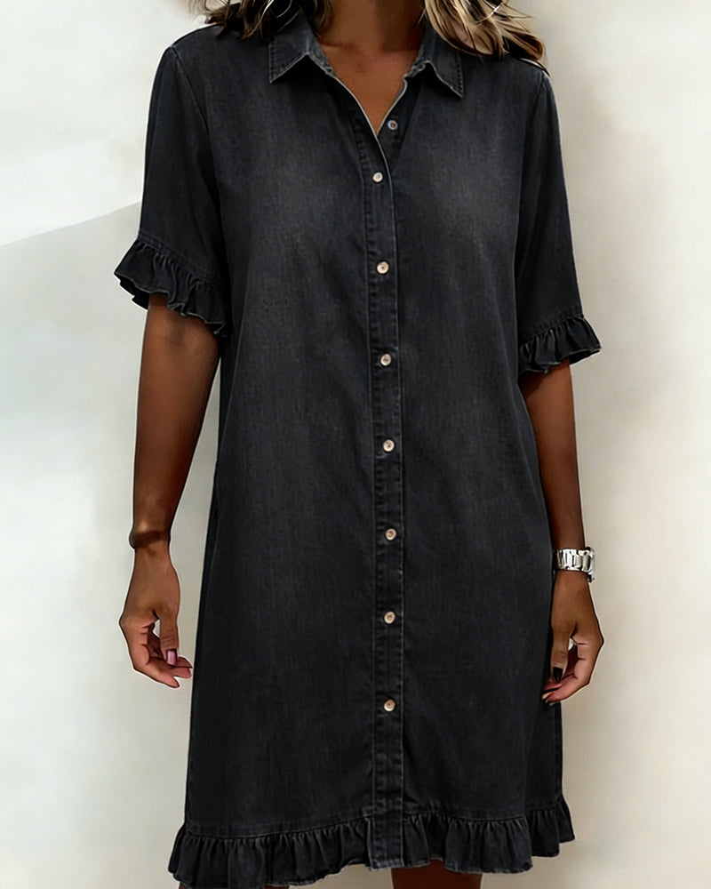 Harper Atelier® | Comfortable Denim Dress with Flattering Ruching