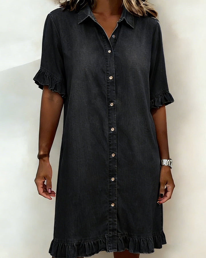 Harper Atelier® | Comfortable Denim Dress with Flattering Ruching