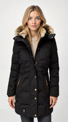 Women's Hooded Puffer Jacket – Mid-Length Winter Coat