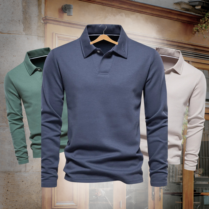 Casual Polo Sweater for Men – Long Sleeves - Stylish and Comfortable