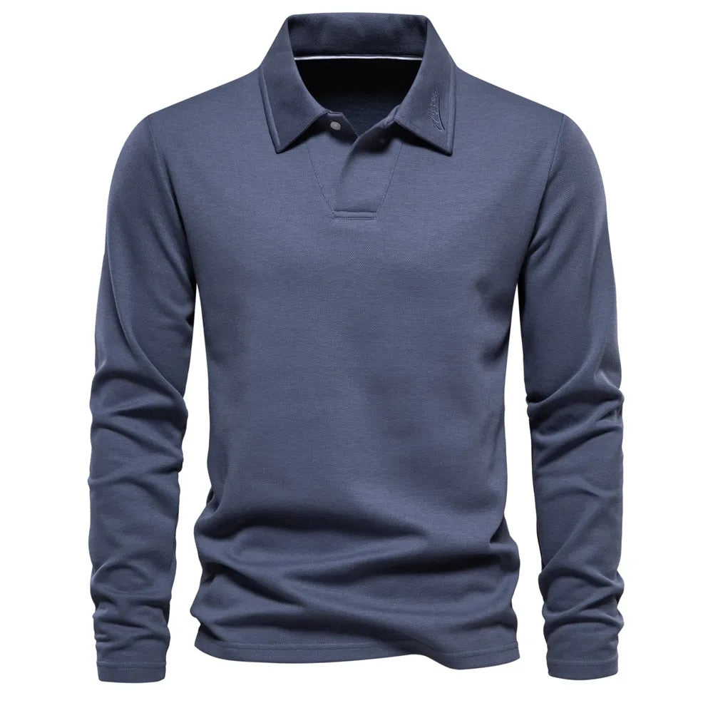 Casual Polo Sweater for Men – Long Sleeves - Stylish and Comfortable