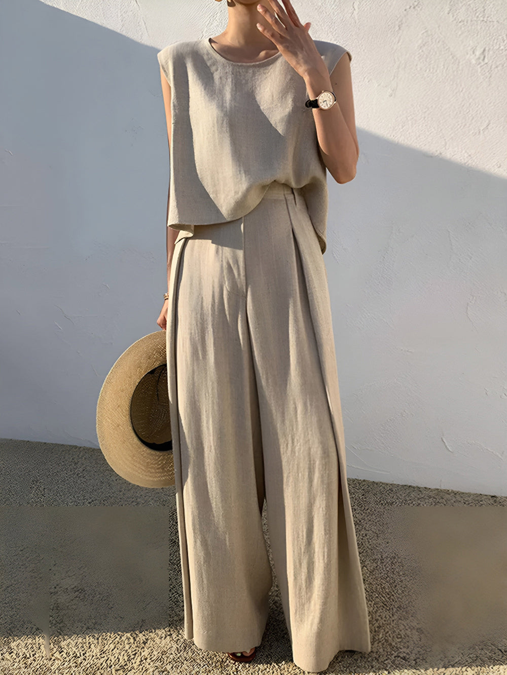 Angela Linen Blend Casual Pants Set