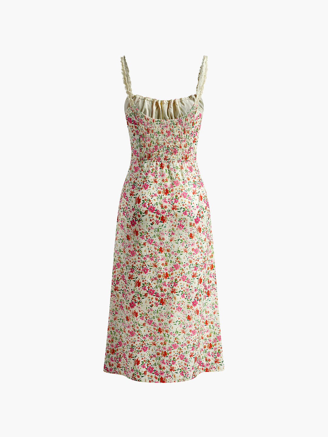 Flower Midi Dress for Women with V-Neck and Thin Straps - Giulia Bellamore