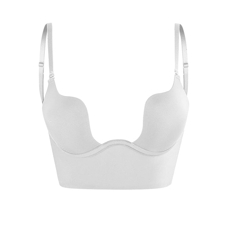 Backless Bra with Clear Straps and Deep Plunge Front