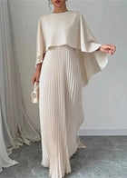 Women’s Wedding Guest Pleated Cape Maxi Dress
