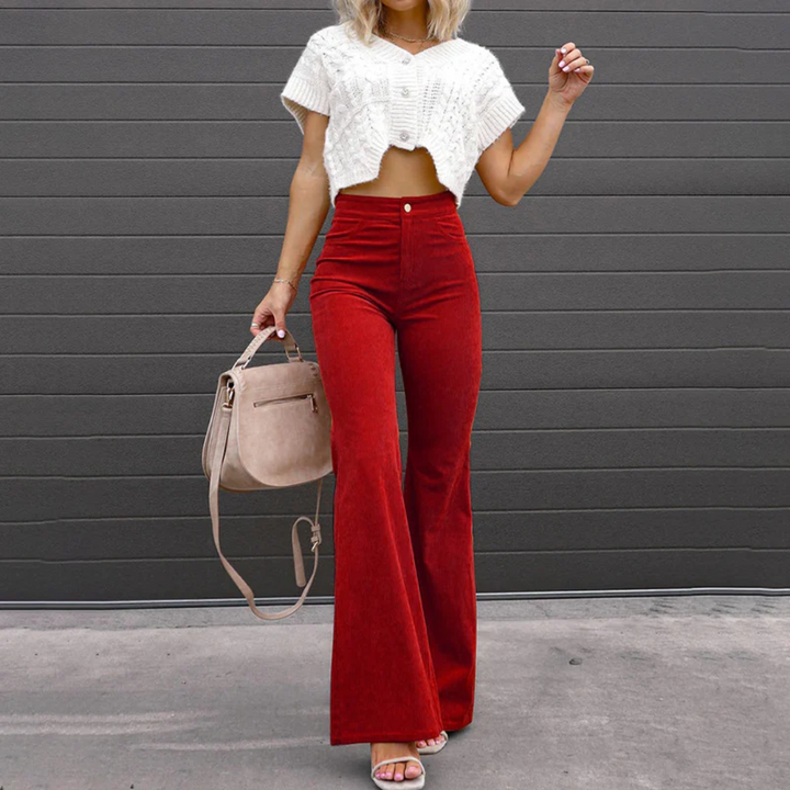 BERNICE - High Waist Corduroy Flare Trousers