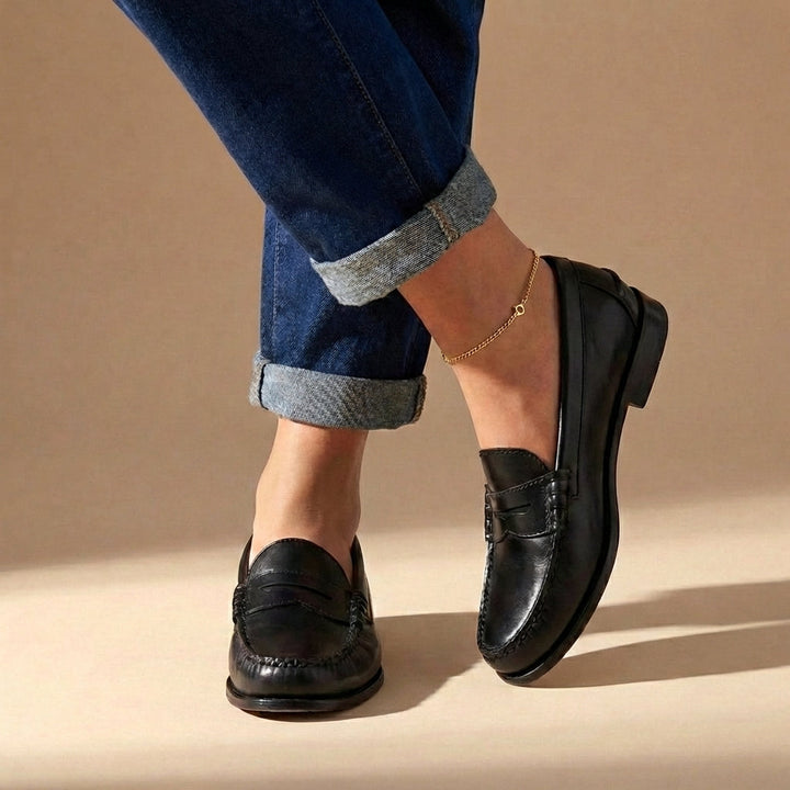 Evelyn | Retro Brushed Vegan Leather Flat Loafers