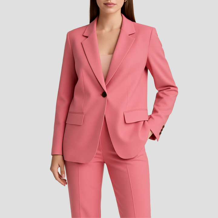 Blazer and Straight Leg Trousers Suit Set
