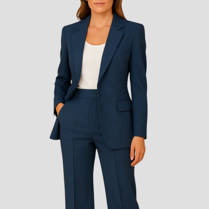Blazer and Straight Leg Trousers Suit Set
