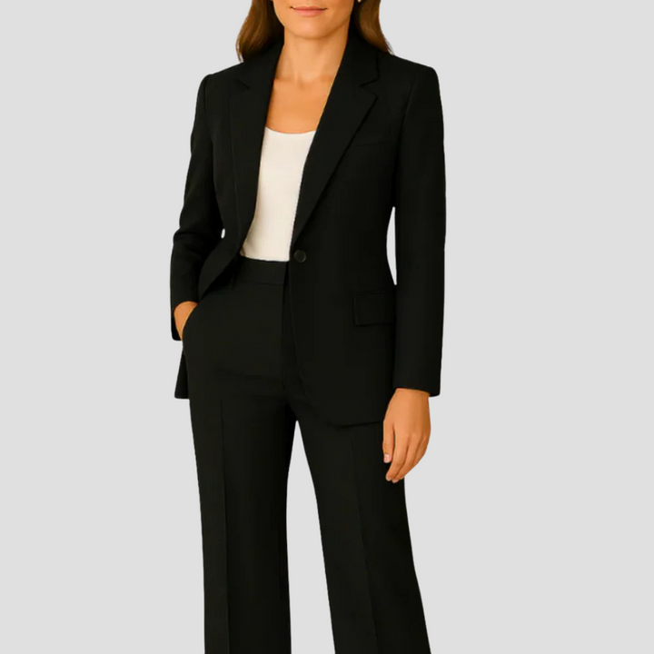 Blazer and Straight Leg Trousers Suit Set