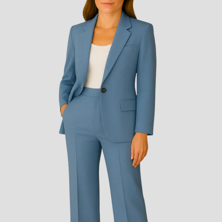 Blazer and Straight Leg Trousers Suit Set