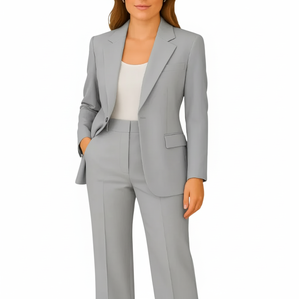 Blazer and Straight Leg Trousers Suit Set