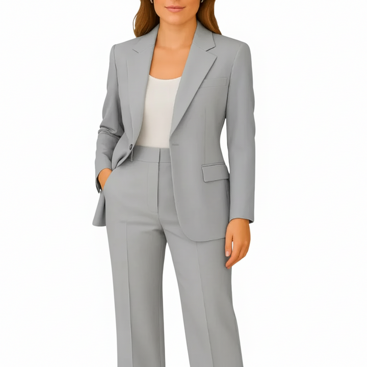 Blazer and Straight Leg Trousers Suit Set