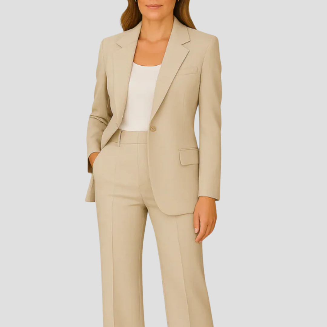 Blazer and Straight Leg Trousers Suit Set