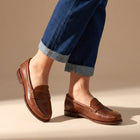 Evelyn | Retro Brushed Vegan Leather Flat Loafers