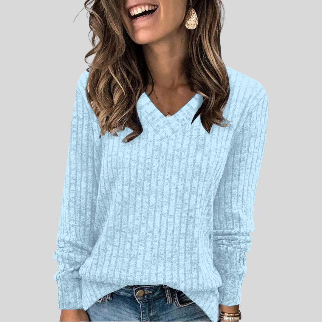 Sweater for women with V-neck and long sleeves