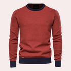 Men's Printed Crew Neck Sweater with Contrast Ribbing