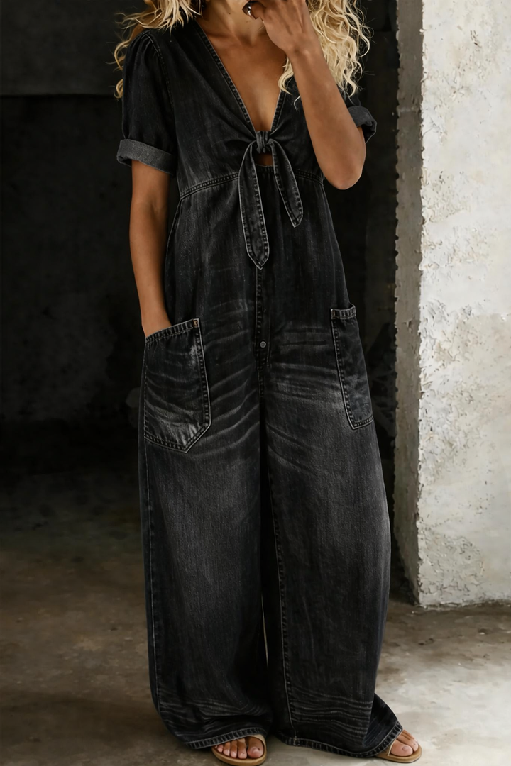 Miya | V Neck Short Sleeve Jumpsuit