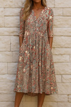 Romi - Elegant Print Midi Dress