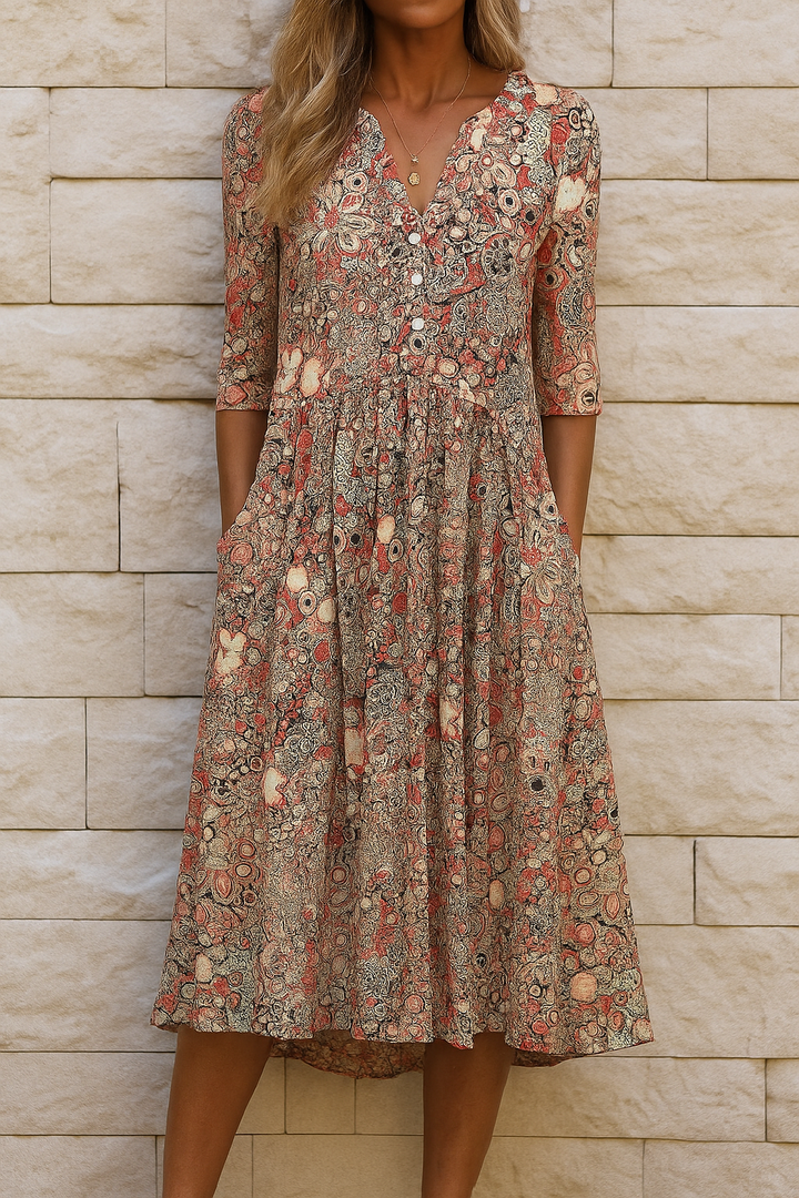Romi - Elegant Print Midi Dress