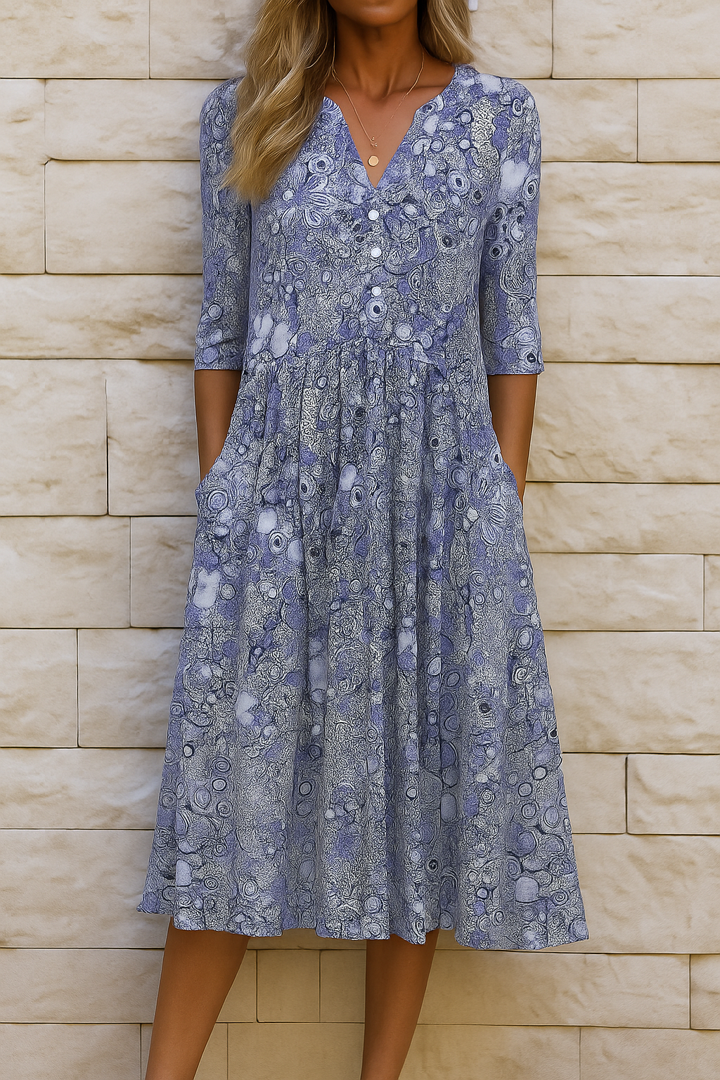 Romi - Elegant Print Midi Dress