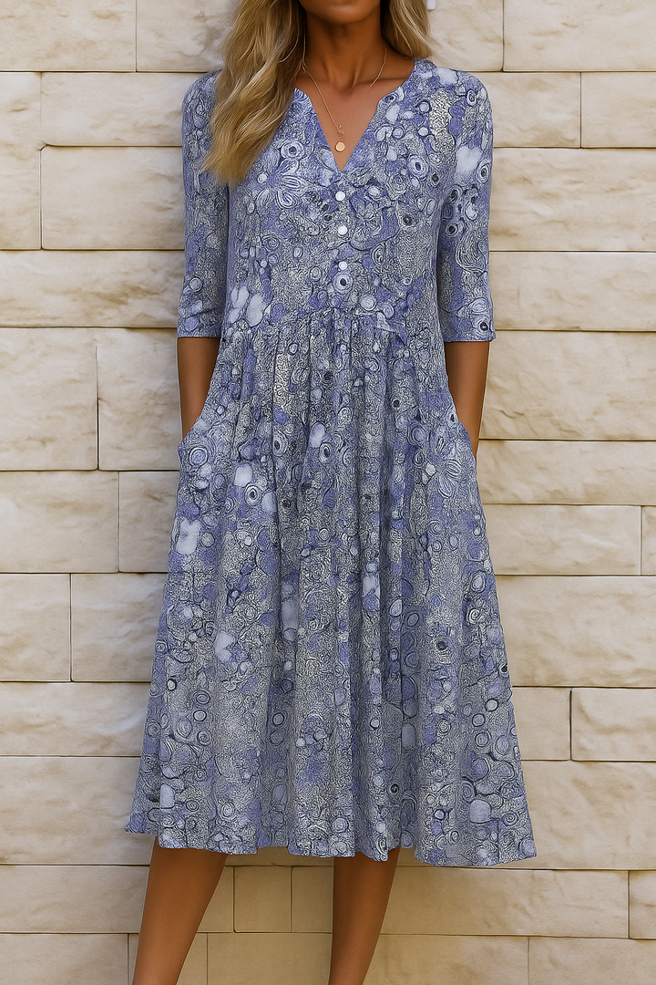 Romi - Elegant Print Midi Dress