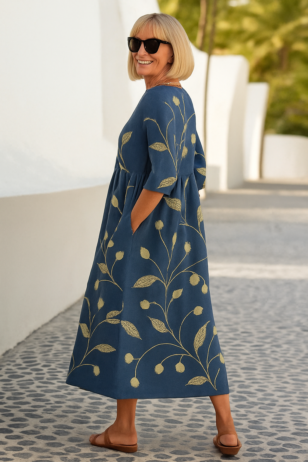 Elin - Elegant Midi Dress with Tummy-Concealing Design