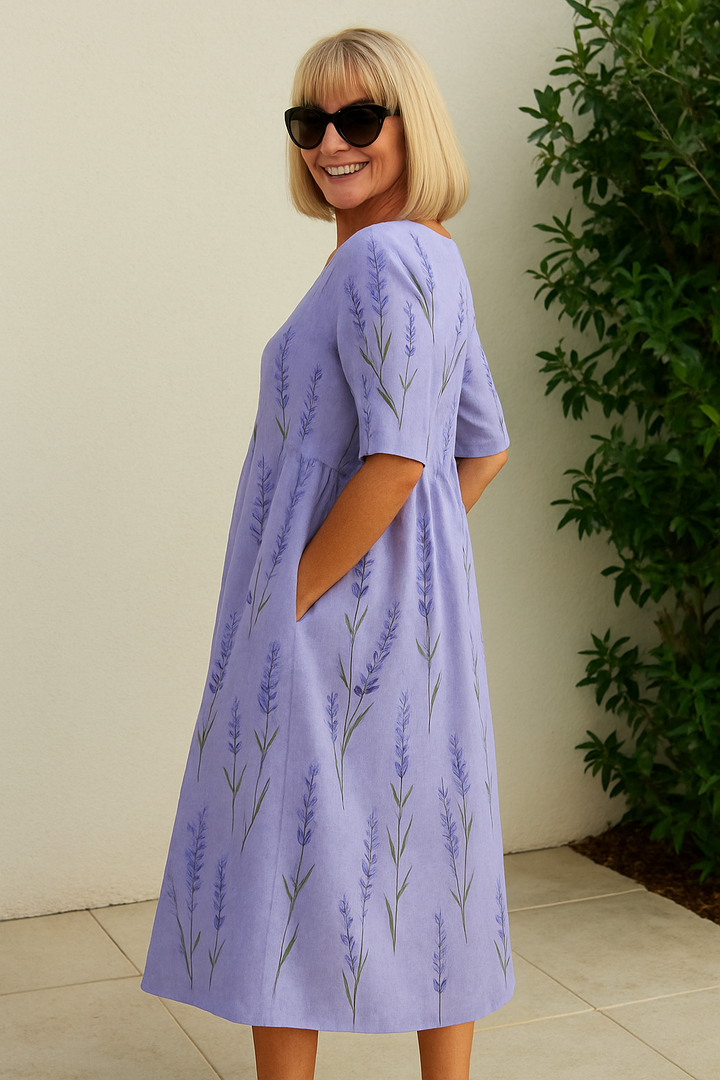 Elin - Elegant Midi Dress with Tummy-Concealing Design