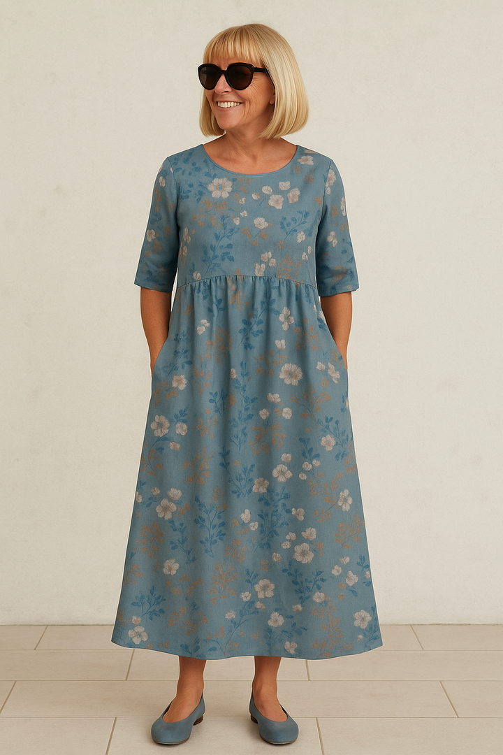 Elin - Elegant Midi Dress with Tummy-Concealing Design