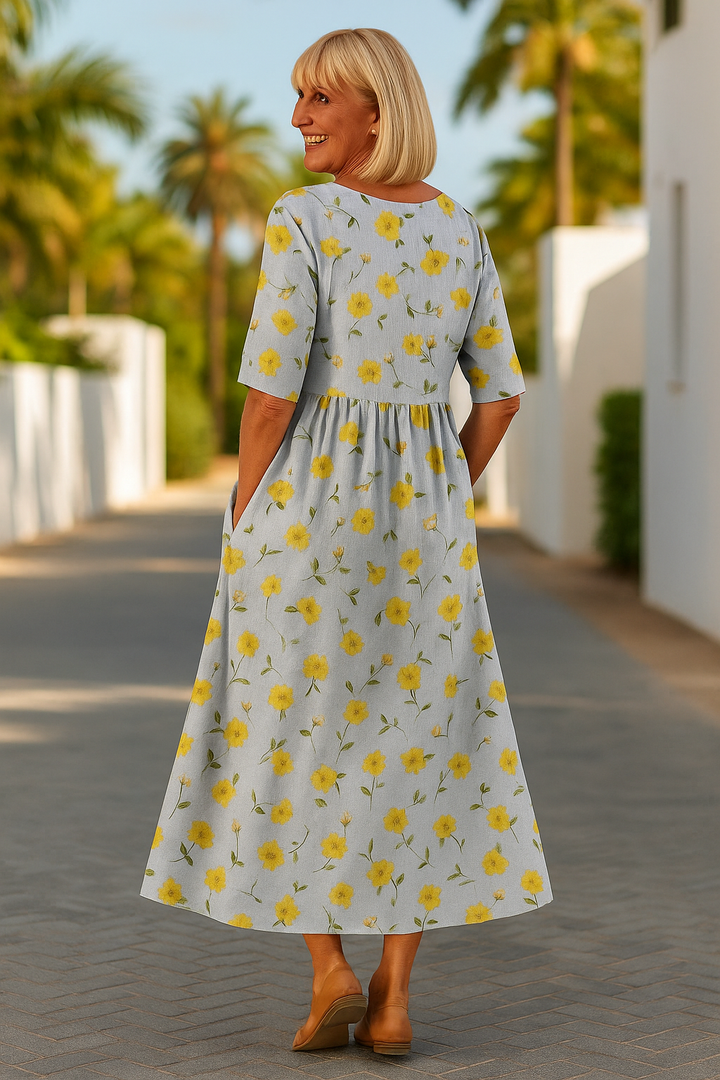 Elin - Elegant Midi Dress with Tummy-Concealing Design