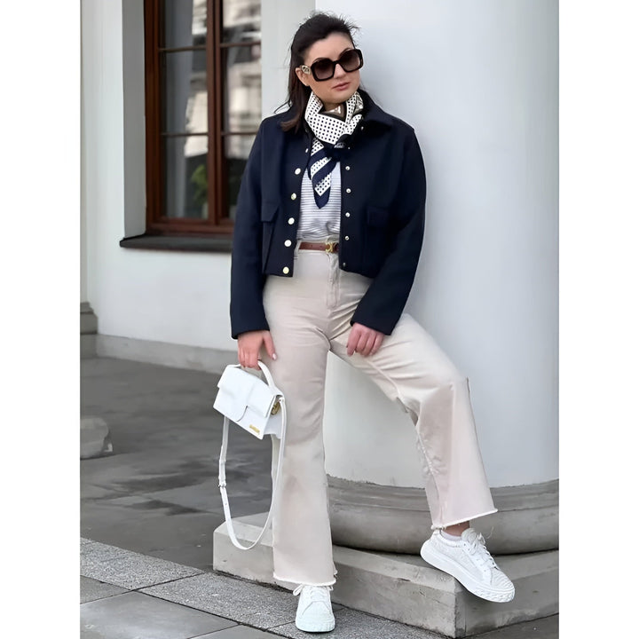 Cropped Overshirt Jacket with Flap Pockets