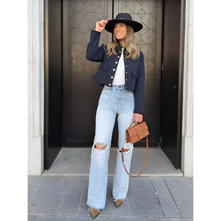 Cropped Overshirt Jacket with Flap Pockets
