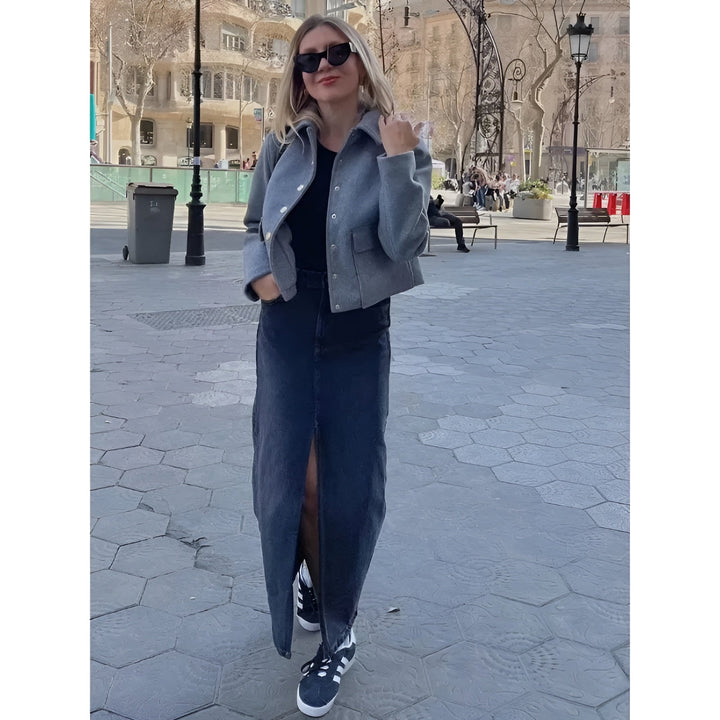 Cropped Overshirt Jacket with Flap Pockets
