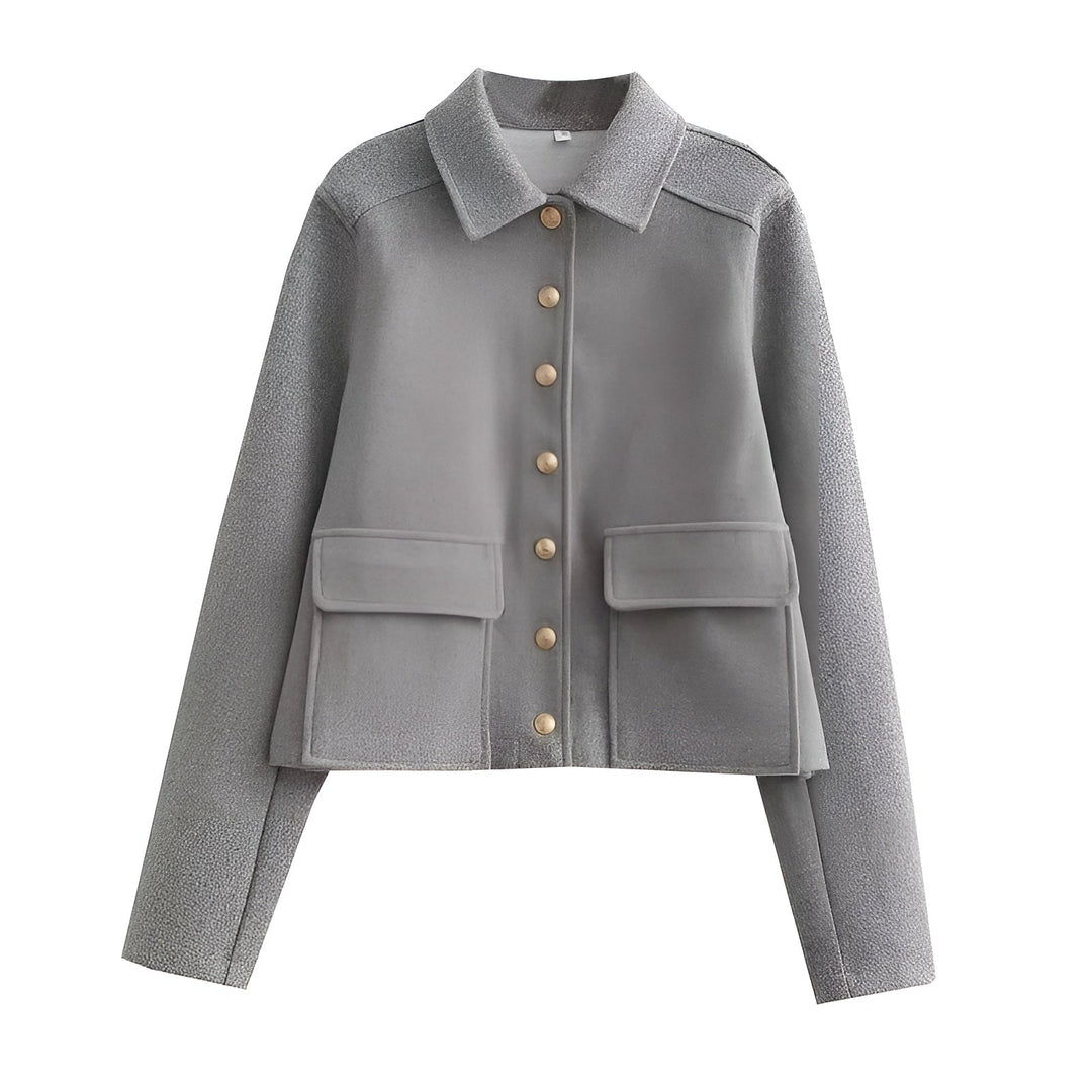Cropped Overshirt Jacket with Flap Pockets