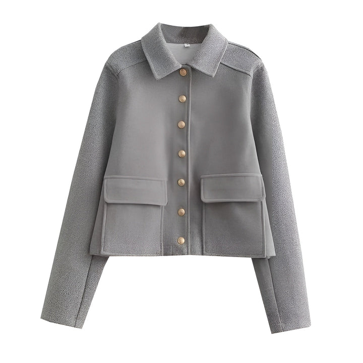 Cropped Overshirt Jacket with Flap Pockets
