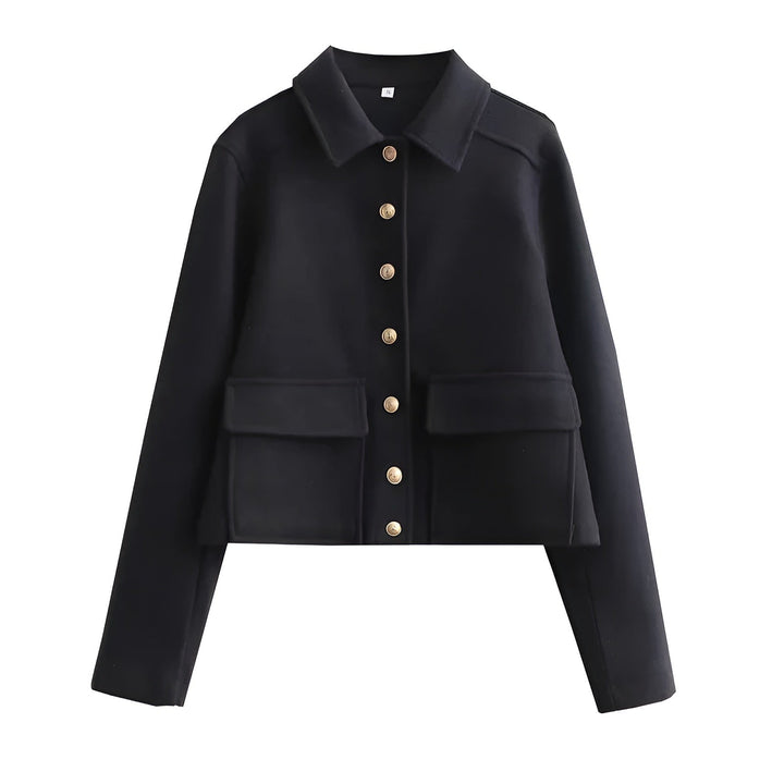 Cropped Overshirt Jacket with Flap Pockets