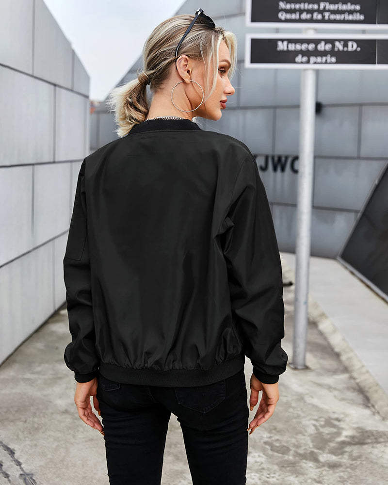 Ladies Bomber Jacket Classic Style High-Quality Fabrics