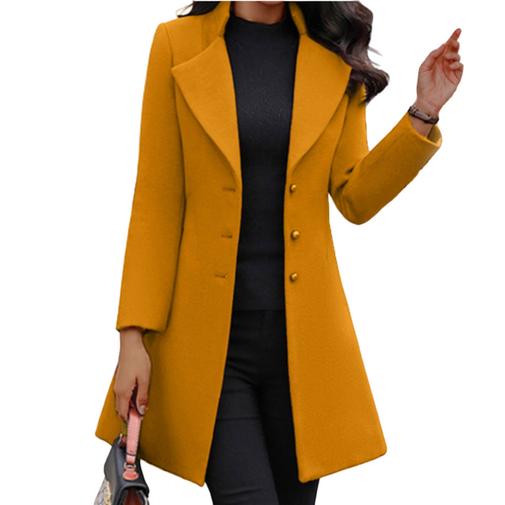 Ladies Long Coat – Tailored Fit – Wool Blend – Solid