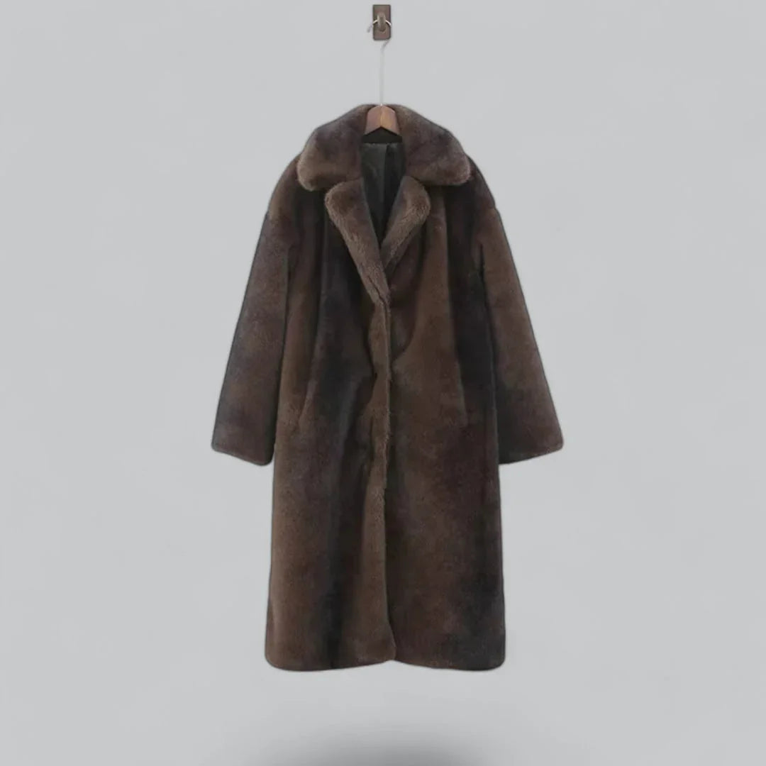 Ladies Long Trench Coat with Faux Fur