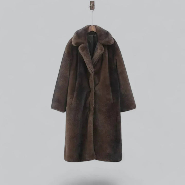 Ladies Long Trench Coat with Faux Fur