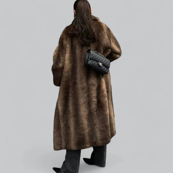 Ladies Long Trench Coat with Faux Fur