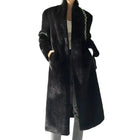 Ladies Long Winter Coat with Hidden Button Closure and Functional Pockets