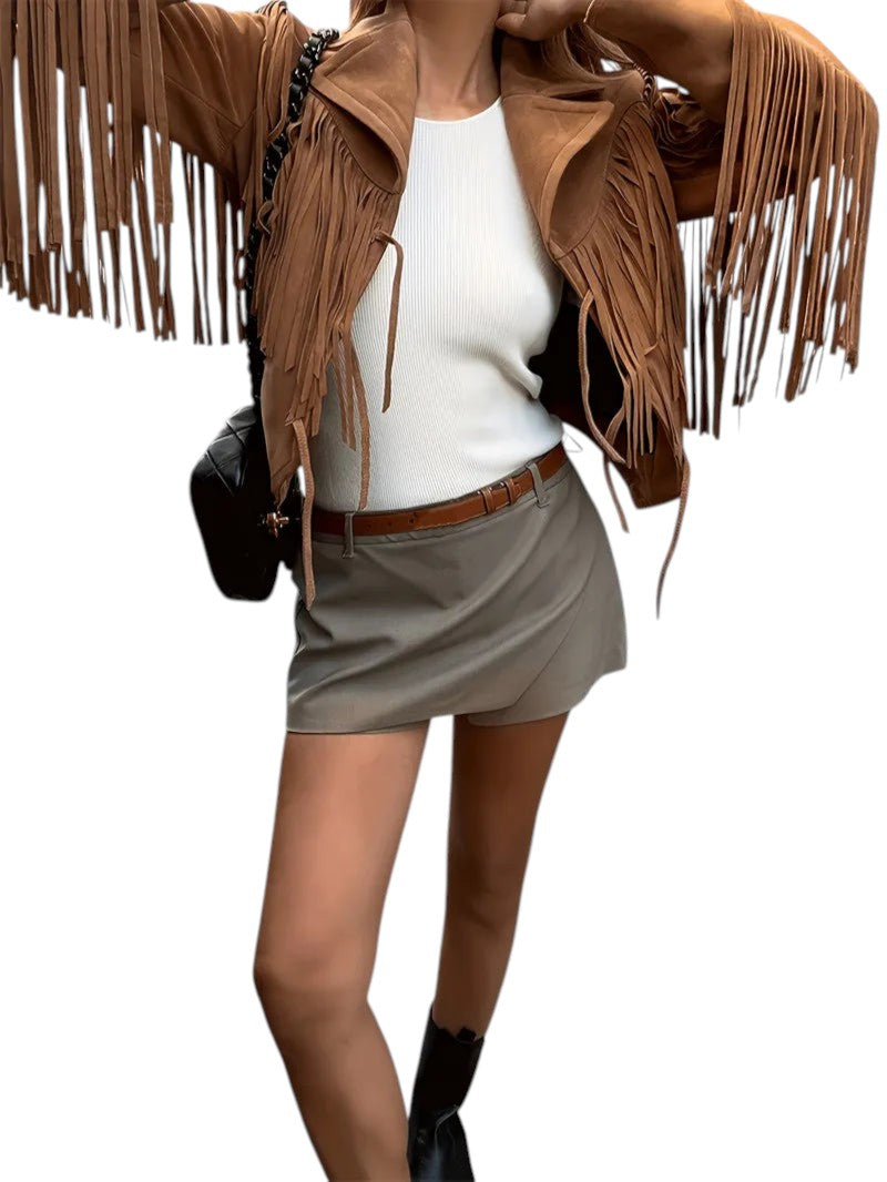 Fringed Suede Style Women&