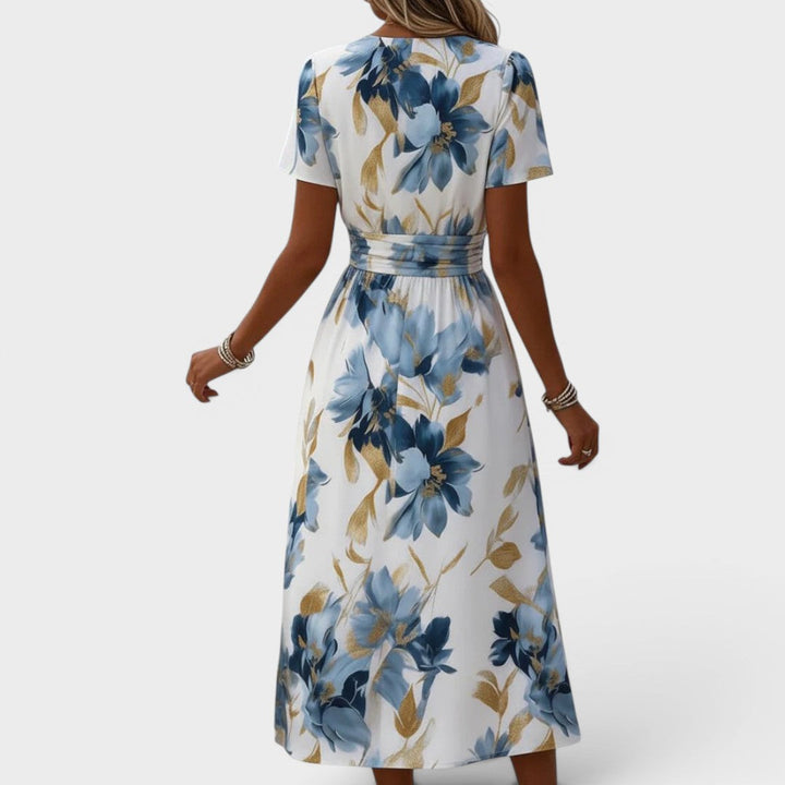 Denise - Floral Midi Dress with Wrap Design