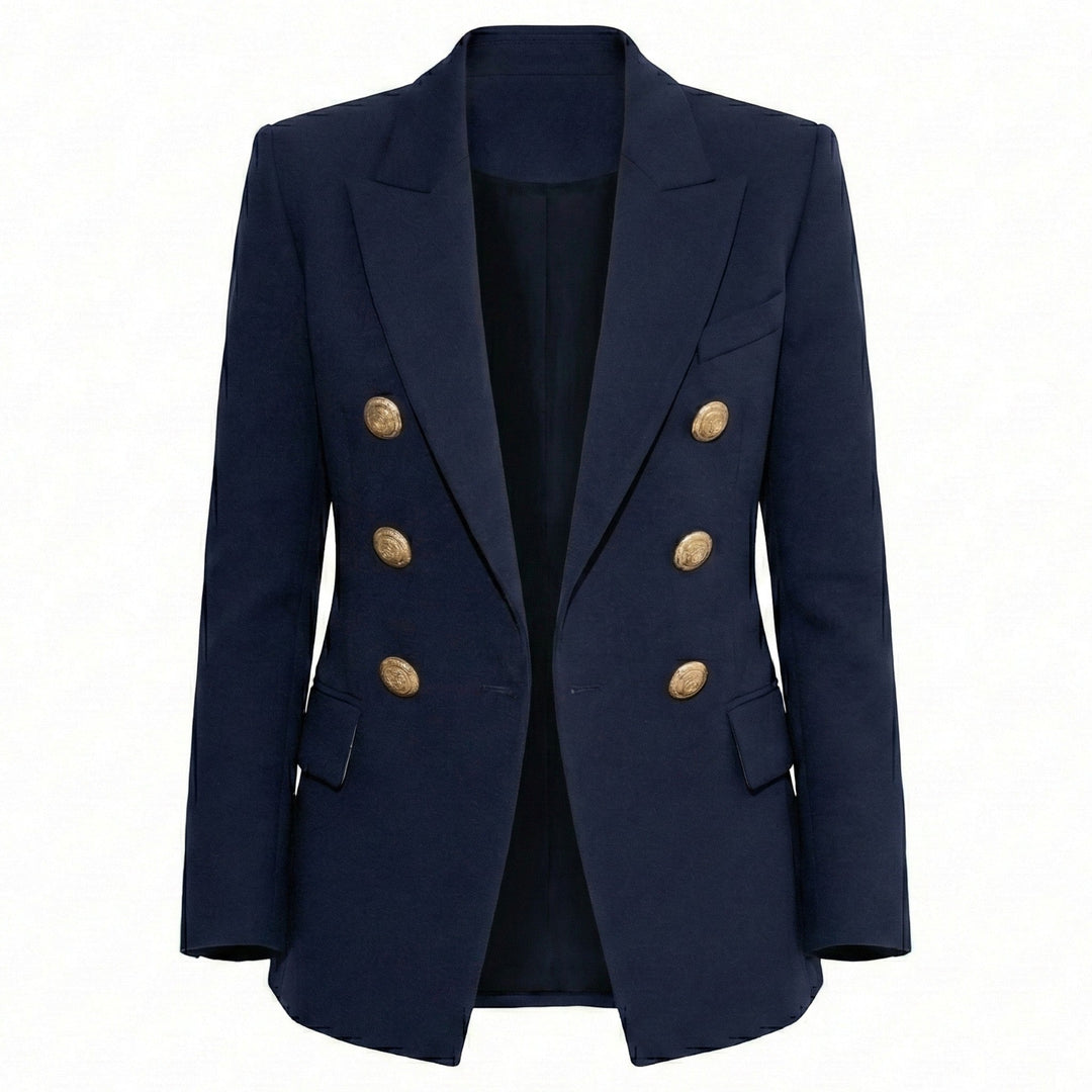 Double-Button Blazer with Gold Button Detail