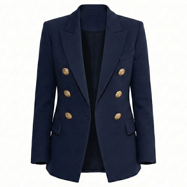 Double-Button Blazer with Gold Button Detail
